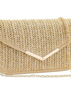 Straw Clutch Purses for Women, Envelope Summer Evening Handbags, Straw Beach Pur